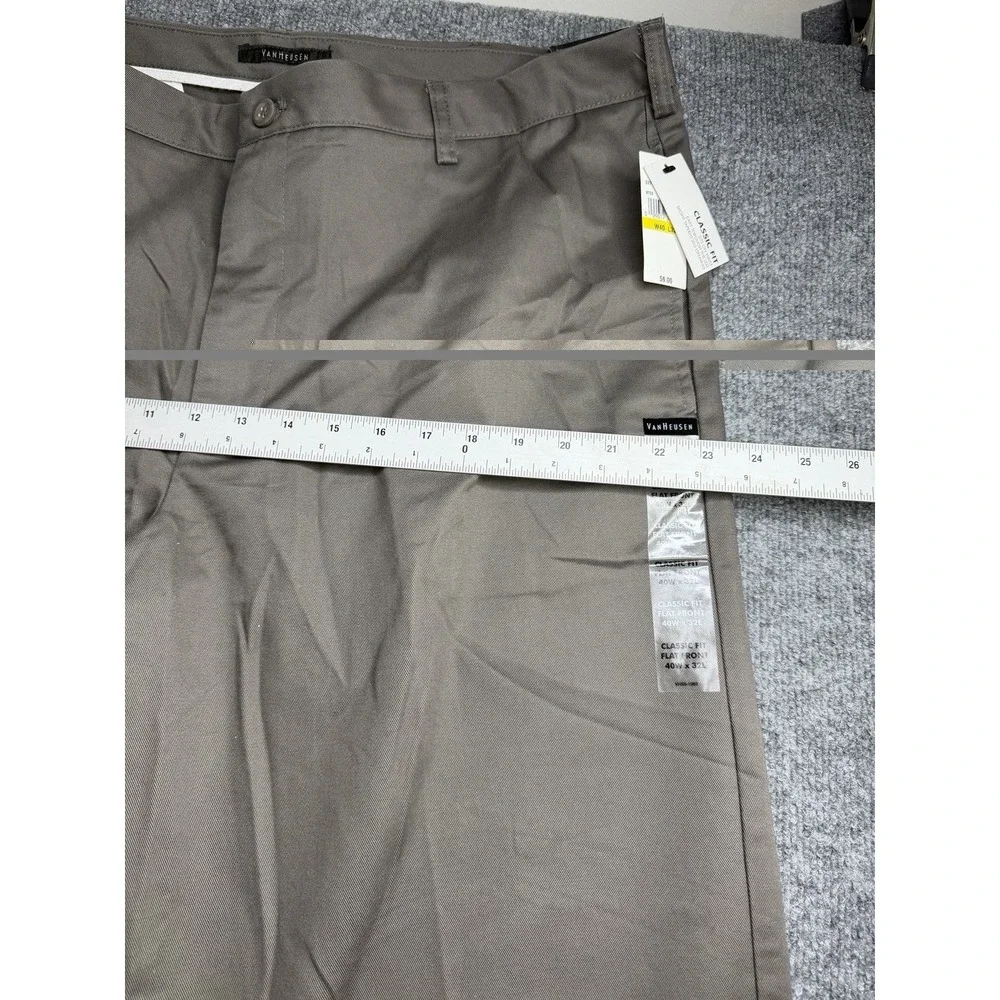 Van Heusen Mens Pants Gray Size 40x32 Flat Front Classic Fit 100% Cotton